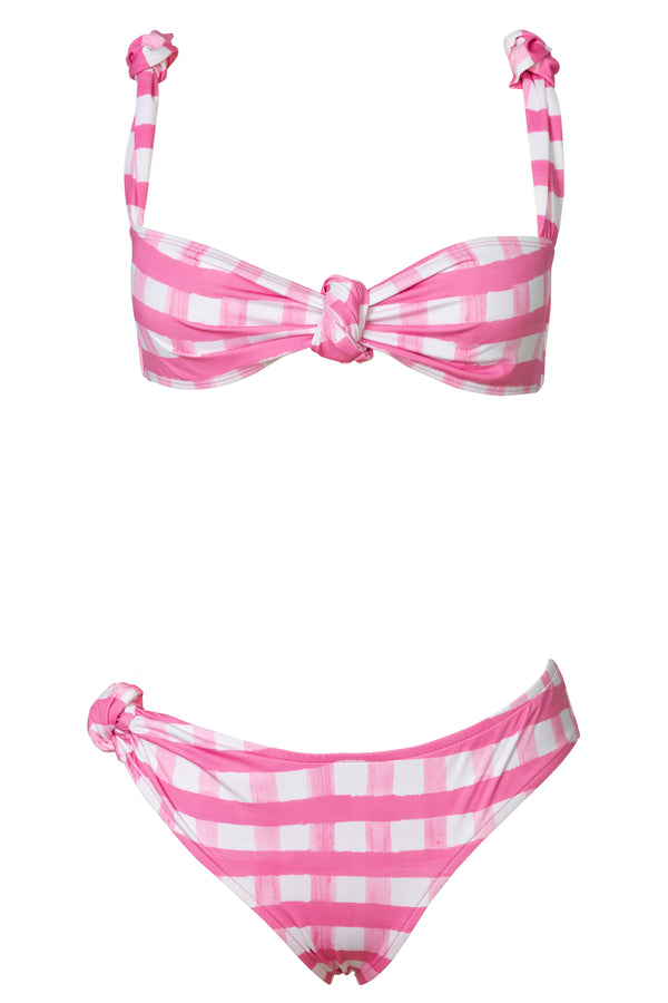 La Bas Vichy Swimsuit Set in Link Pink Checks | new with tags