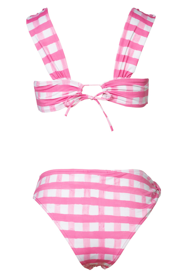 La Bas Vichy Swimsuit Set in Link Pink Checks | new with tags