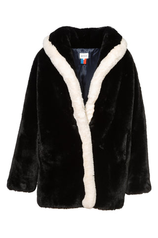 Contrast Trim Fur Jacket
