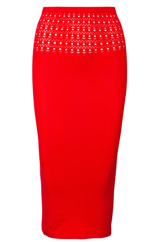 Cut-Out Technical Midi Skirt in Red | new with tags (est. retail $850)
