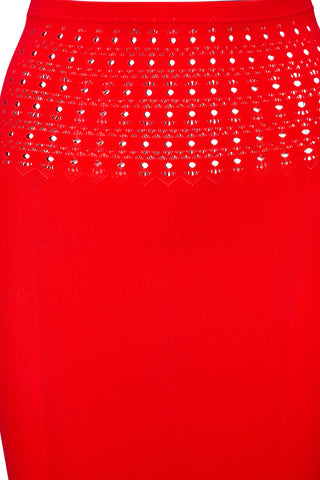 Cut-Out Technical Midi Skirt in Red | new with tags (est. retail $850)