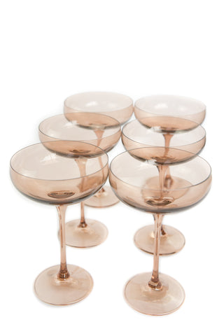 Estelle Colored Champagne Coupe Stemware - Set of 6 (Amber Smoke)