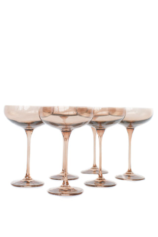 Estelle Colored Champagne Coupe Stemware - Set of 6 (Amber Smoke) glassware Estelle Colored Glasses   