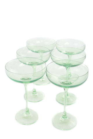 Estelle Colored Champagne Coupe Stemware - Set of 6 (Mint Green) glassware Estelle Colored Glasses   