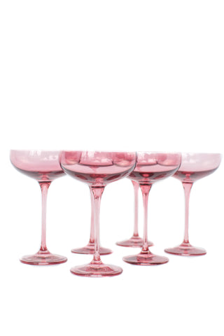 Estelle Colored Champagne Coupe Stemware - Set of 6 (Rose) glassware Estelle Colored Glasses   