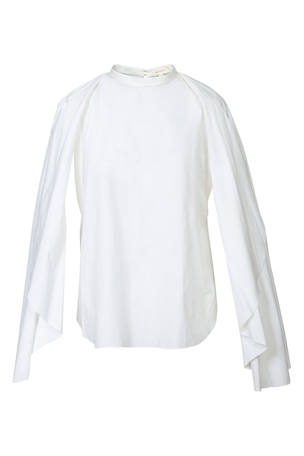 White Sheer Cutout Sleeve Top