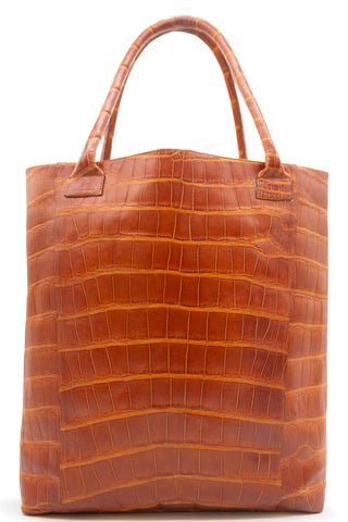Alligator Skin Tote Bag in Cognac