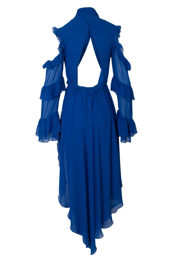 V-Neck Ruffle Sleeve Asymmetric Dress | (est. retail $1,580)