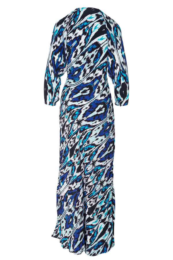 Abstract Printed Blue Wrap Dress | new with tags