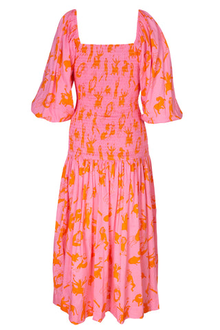 Pink Floral Smocked Maxi Dress
