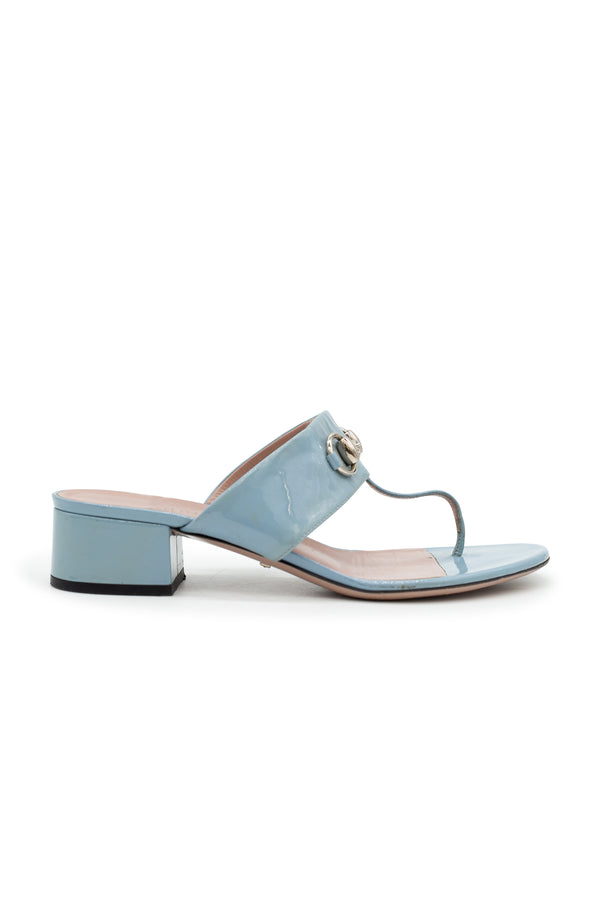 Baby Blue T-Strap Horsebit Sandals
