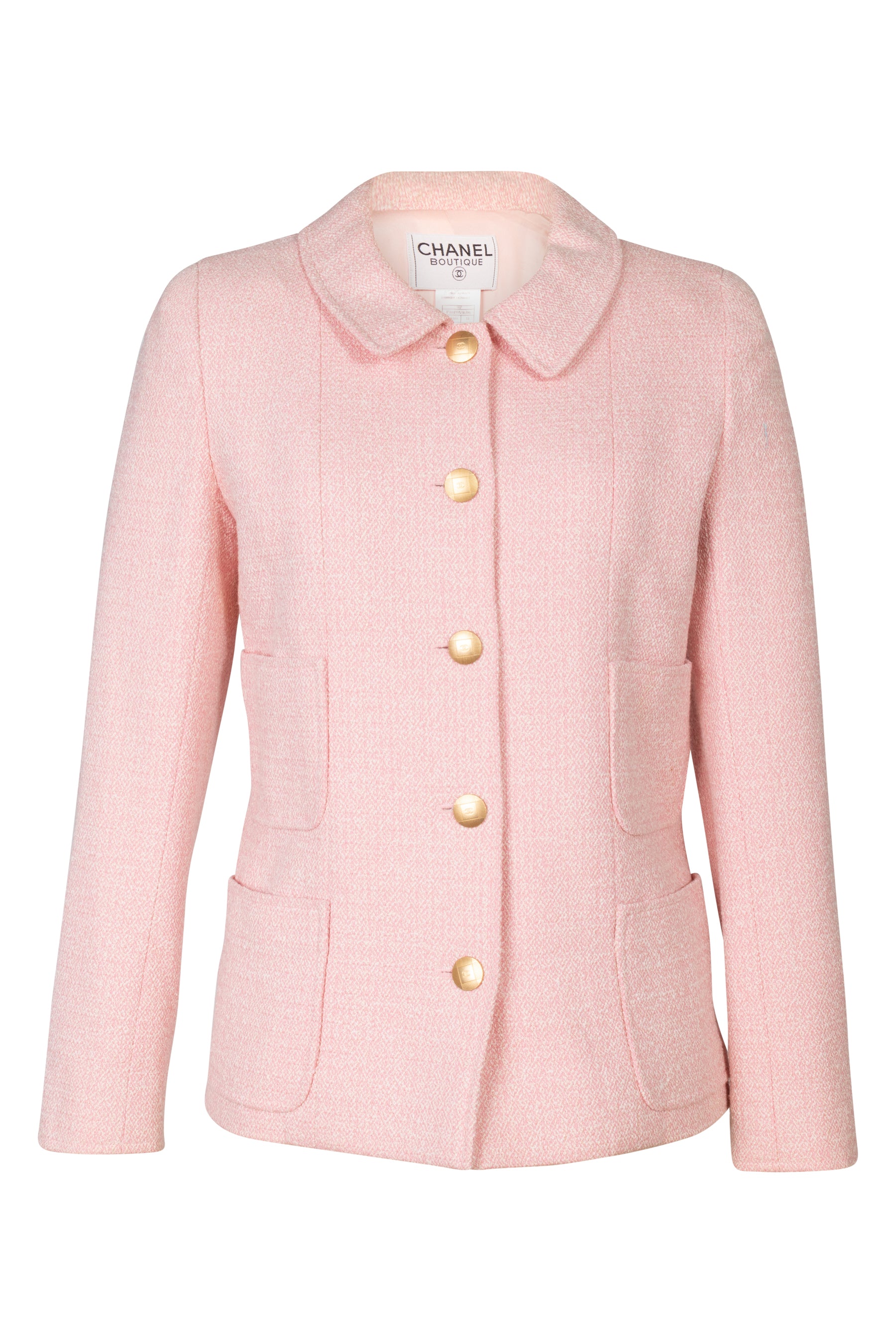CHANEL Summer Pink White Lesage Tweed Jacket Blazer 2019  Chelsea Vintage  Couture