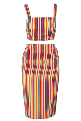 Multi Stripe Wrap Crop Top