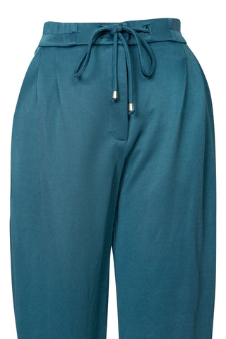 Blue Slim Mid-Rise Dress Pants