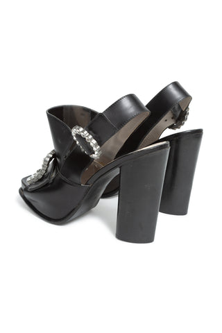 Black Medallion Heeled Sandals