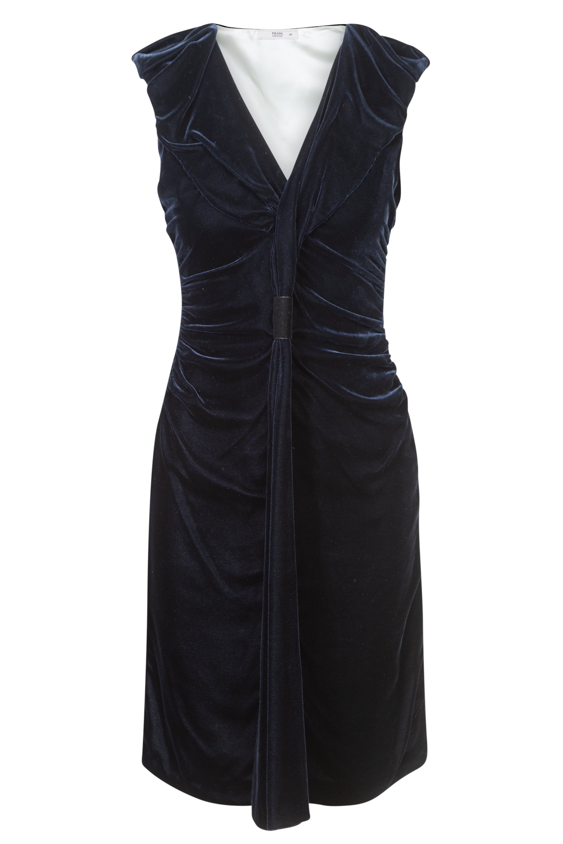 Prada Velour V-Neck Dress in Blue  (est. retail $2,550) – Dora Maar