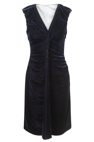 Velour V-Neck Dress in Blue | (est. retail $2,550)