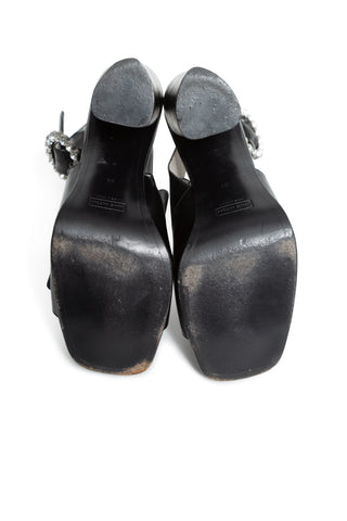 Black Medallion Heeled Sandals