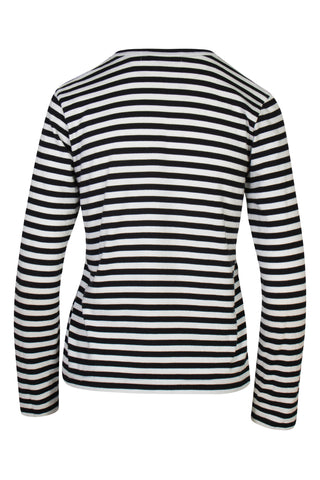 CDG Play Longsleeve Striped Tee in Black and White