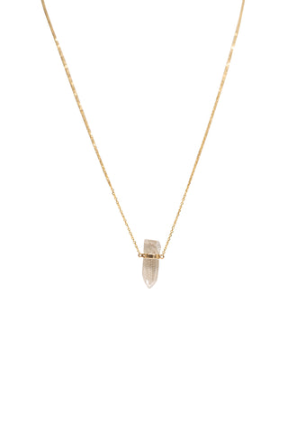 Small Crystal Quartz Gold Bar Necklace