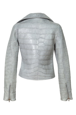 Alligator Perfecto Jacket in Silver Grey Jackets Vereda   