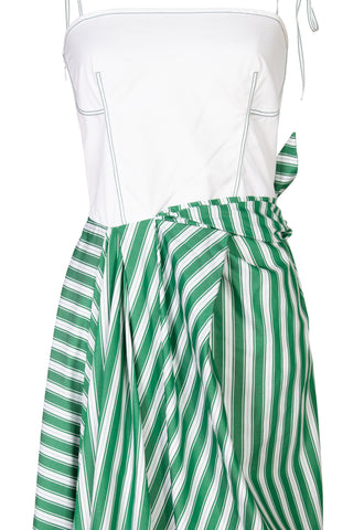 Corset Dress w/ Sarong Skirt in Striped Cotton Shirting | new with tags (est. retail $1,395)