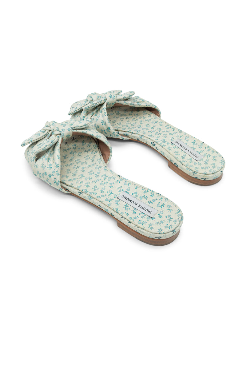 Canvas Floral Print Knotted Slides