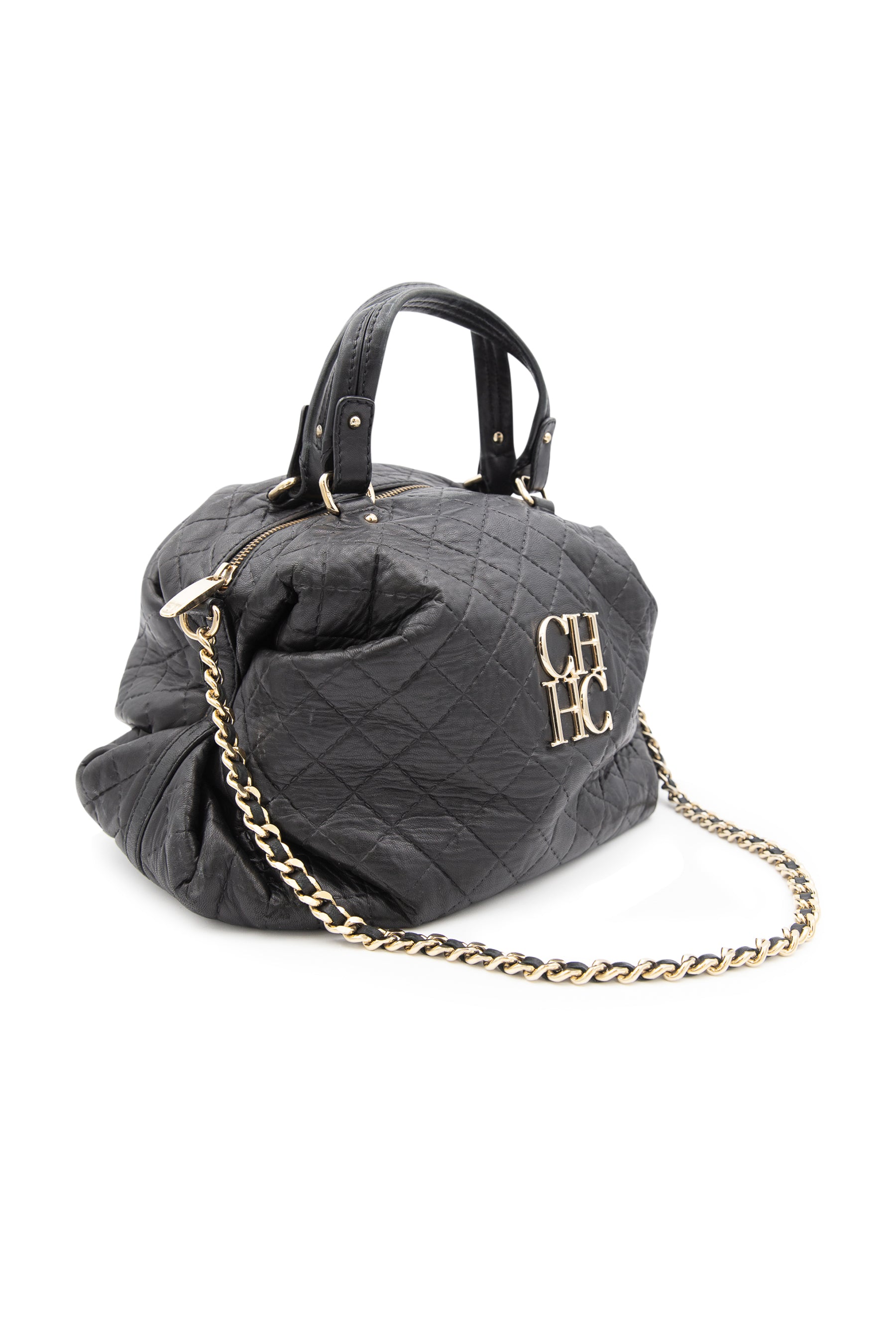 Bag Carolina Herrera Tote Editors Leather Navy Blue Ch 100% Original New