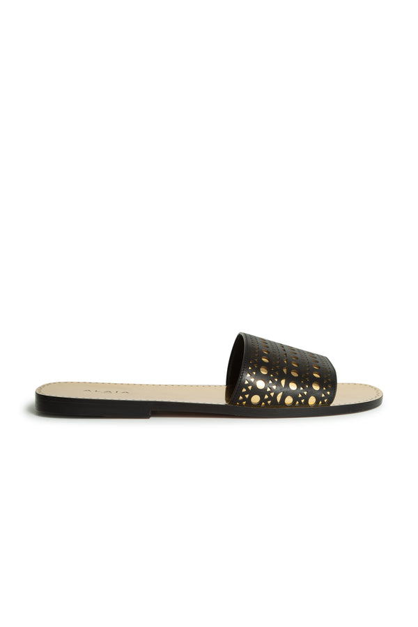 Laser-Cut Leather Slides | (est. retail $890)