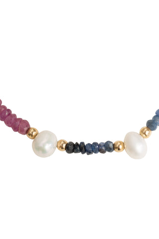 Dark Rainbow Sapphire Pearl Gold Bead Bracelet Fine Jewelry Jia Jia   