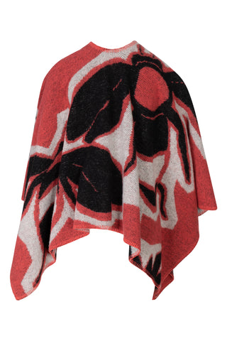 Burberry Prorsum Wool and Cashmere Floral Pattern Poncho | SS '15 Collection