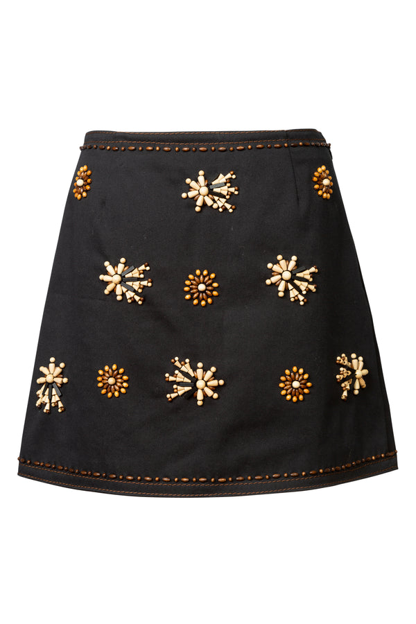 Embellished Navy Mini Skirt