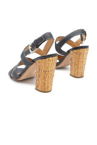 Leather Cork Heeled Sandals