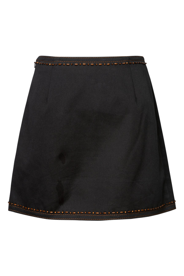 Embellished Navy Mini Skirt