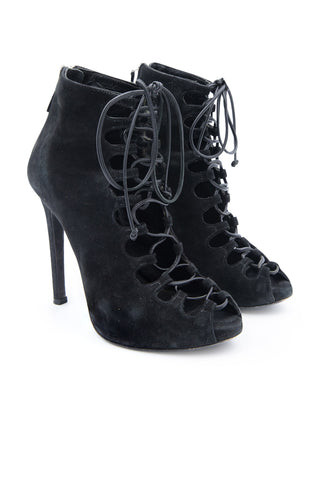 Black Suede Lace Up Ankle Boots
