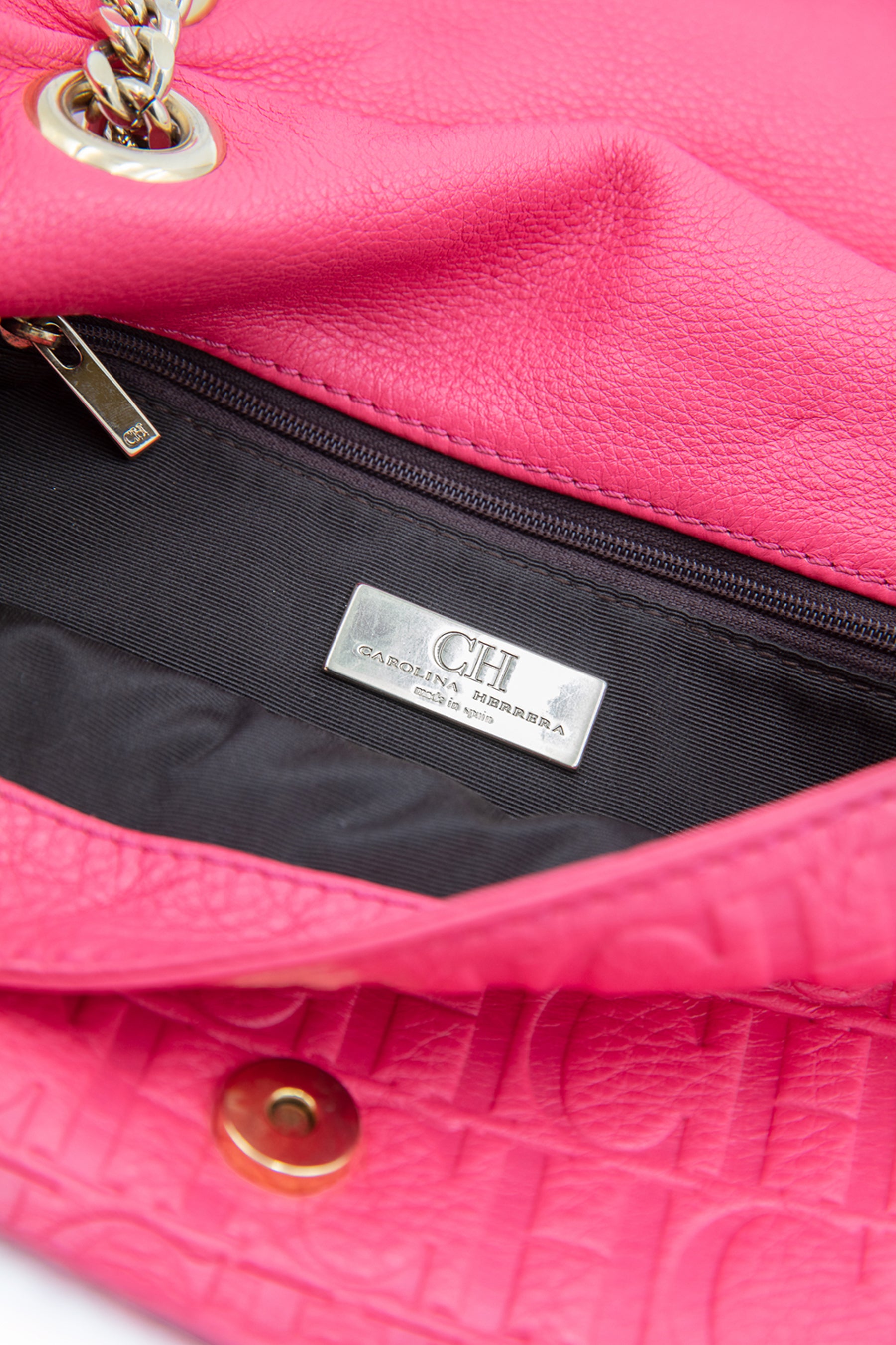 Pre-owned Ch Carolina Herrera Black Leather Crossbody Bag