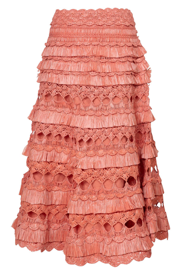 Postcard Crocheted Midi Skirt in Pink | (est. retail $1,350)