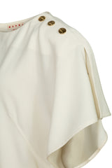 Silk Cream Button Shoulder Top