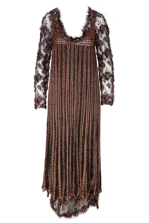 Pleated Bronze Maxi Dress