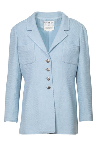 Vintage 1997 Cornflower Blue Tweed Jacket | Cruise 1997