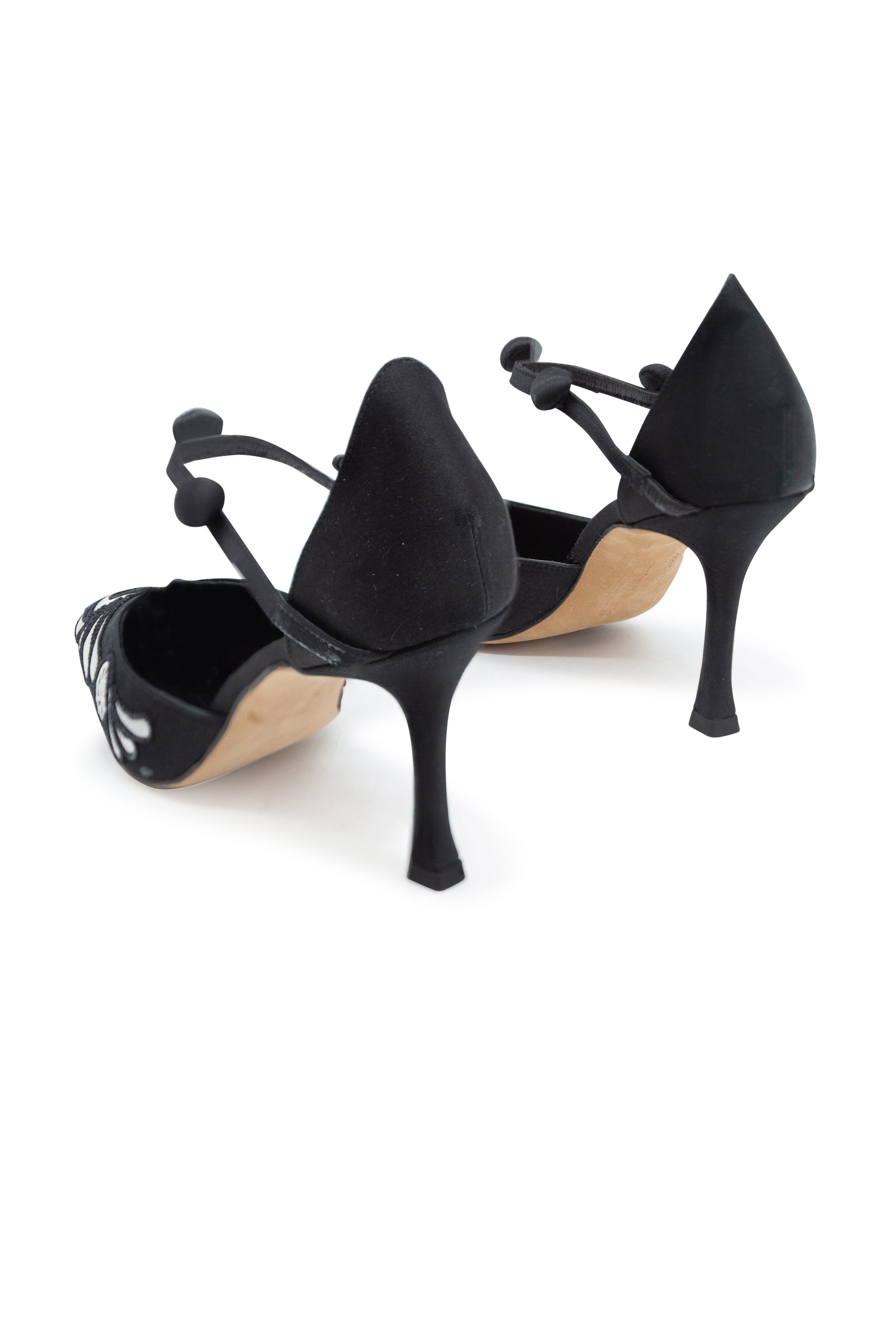 Manolo Blahnik x Neiman Marcus 100th Anniversary Black Satin Pumps