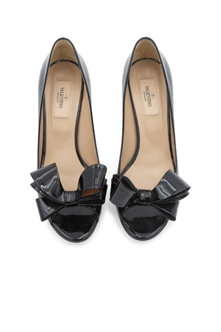 Black Patent Bow Heels