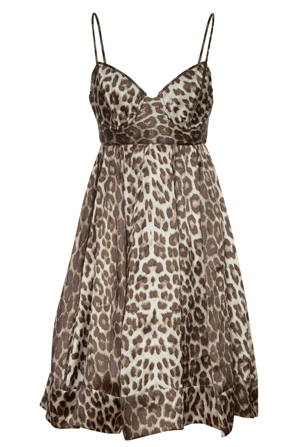 Satin Cheetah Cupped Dress