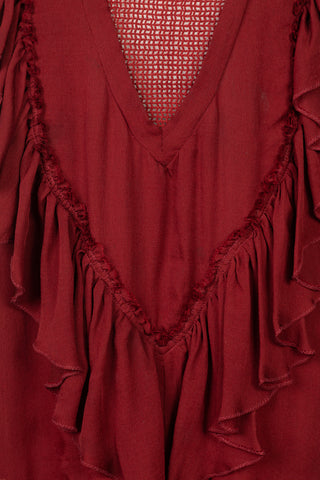 Ruffle Sleeveless Red Dress