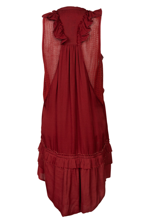 Ruffle Sleeveless Red Dress