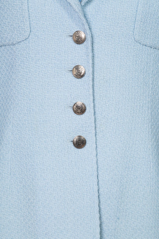 Vintage 1997 Cornflower Blue Tweed Jacket | Cruise 1997