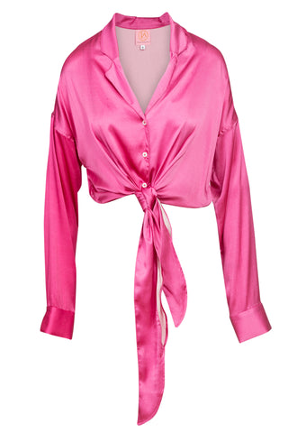 Tie Front Shirt in Pink Clothing Izayla   