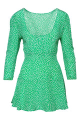 Green Floral Long Sleeve Mini Dress