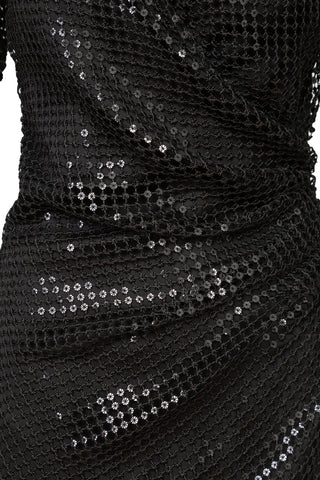 Black V-Neck Ruched Dress