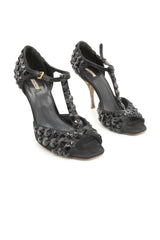 Monochrome Crystal T-Strap Pumps